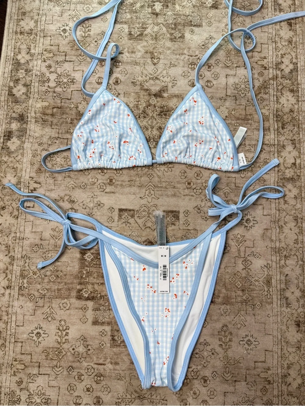 Frankie’s bikinis x Pink Monty Blue Set NWT